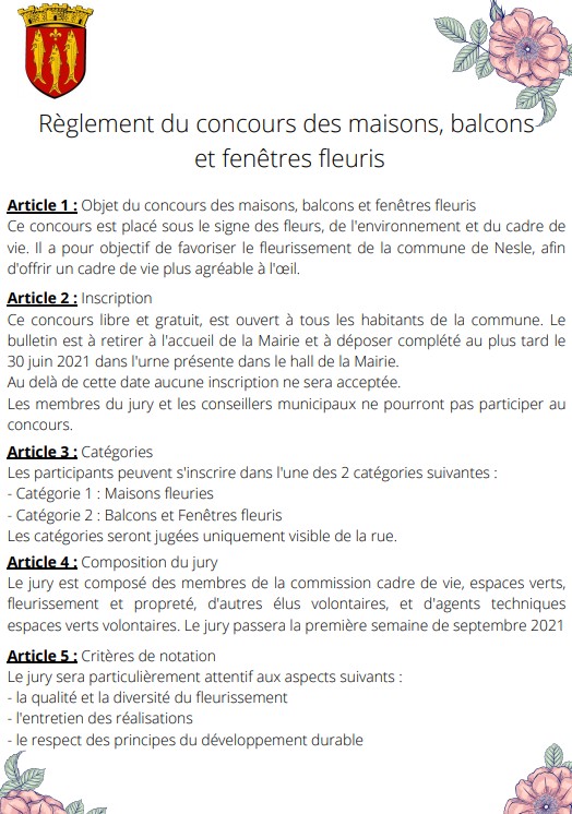 Concours des maisons fleuries 2021 · Ville de Nesle